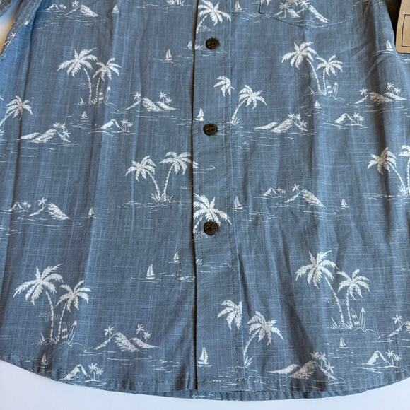 NEW Bixby Nomad Blue Tropical Linen Cotton Button-Down - Picture 5 of 10